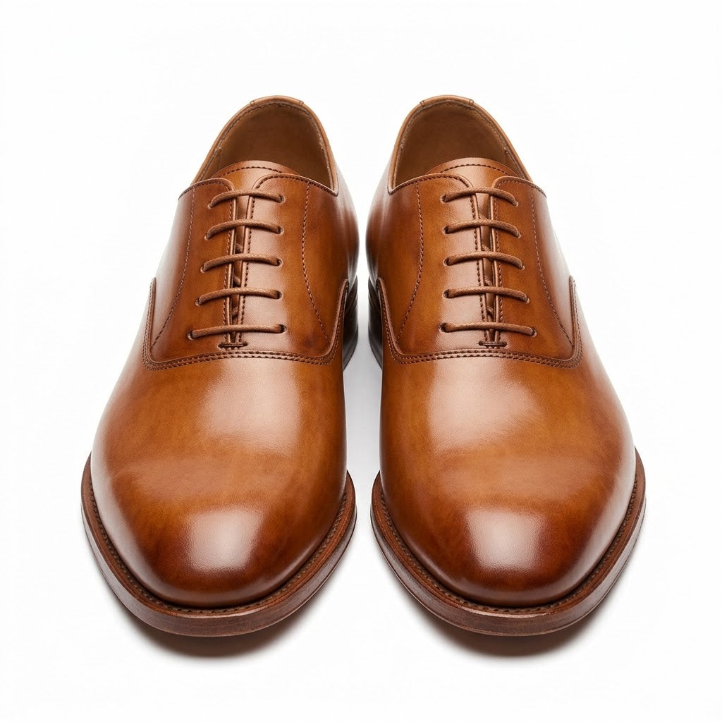 Hand-Burnished Leather Oxford Shoes